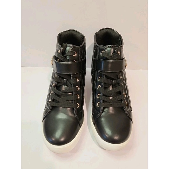 Juicy Couture JC Jolee Black Quilted Wedge Athletic Shoes Goldtone Hardware 9.5 - Picture 2 of 12